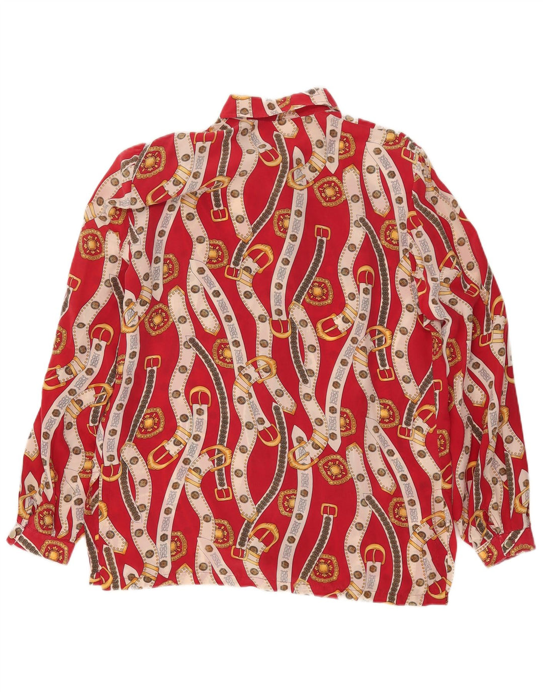 Vintage kvinders abstrakt mønster skjorte bluse UK 16 Large Red