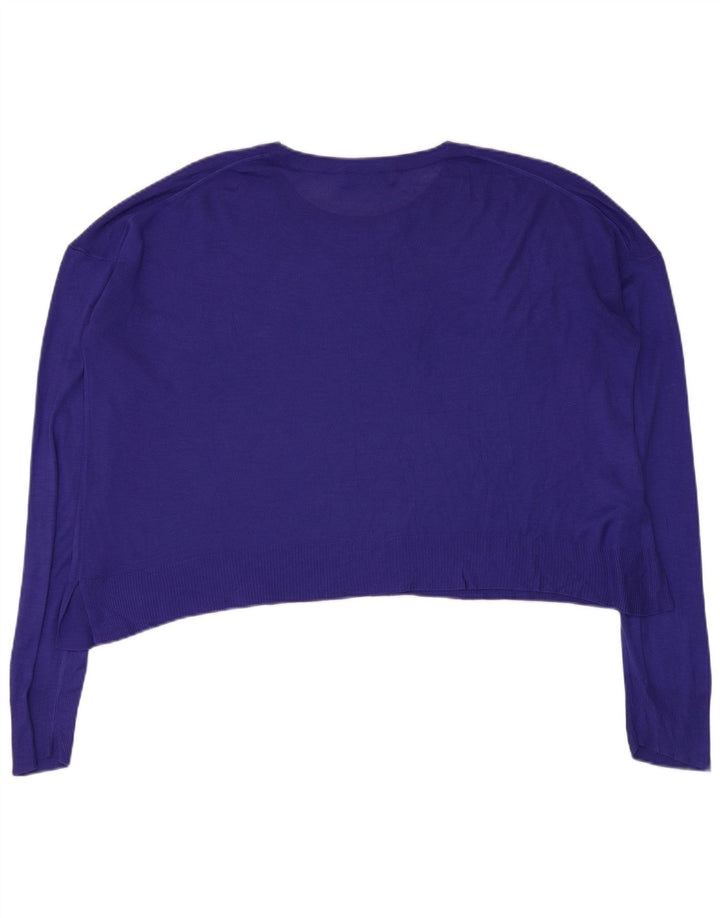 Zara Womens Crop Oversized Crew Neck sweater UK 14 Medium Purple