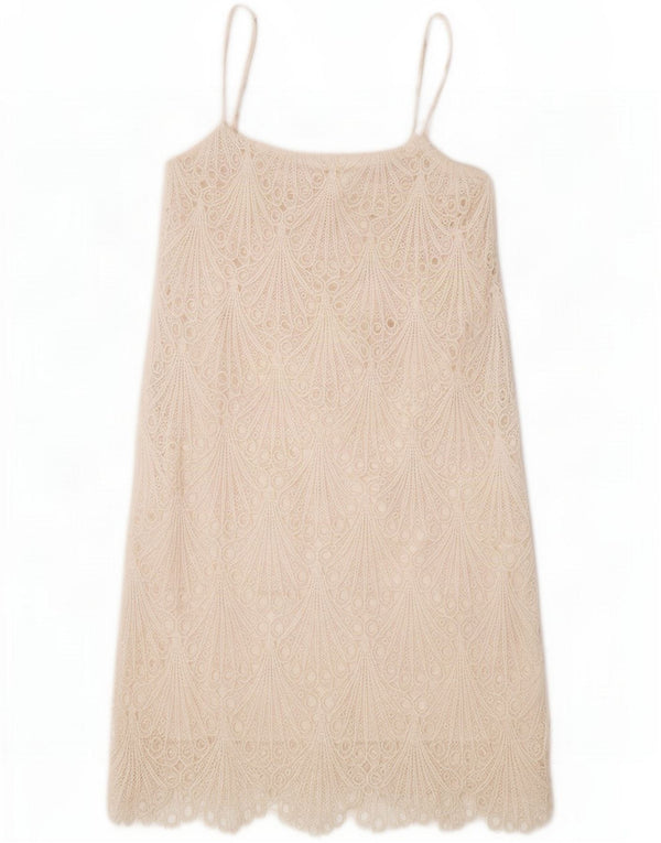 Zara Dame Solkjole UK 8 Small White Floral Polyester