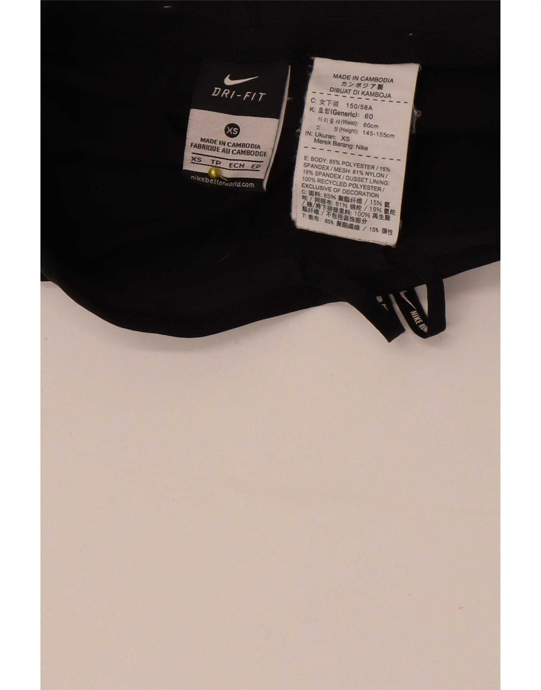 Nike Dame Dri Fit Leggings UK 6 XS Sort Colourblock Polyester