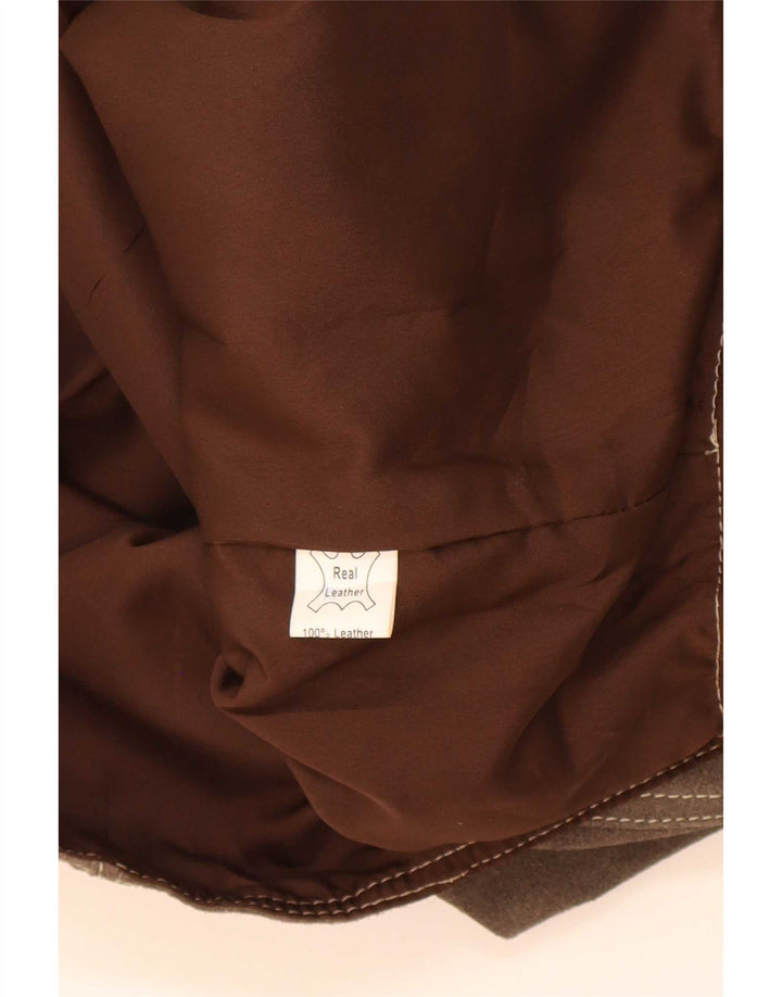 Vintage herre ruskindsvest mellem brunt læder