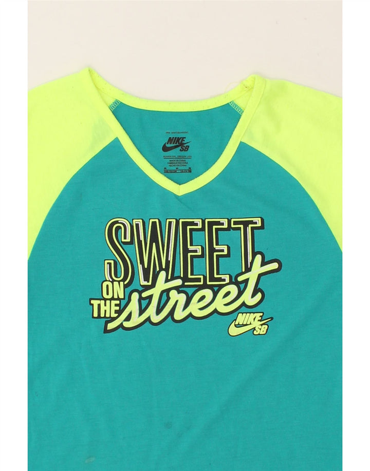 NIKE Boys Graphic T-Shirt Top 10-11 Years Medium  Green Colourblock Vintage Nike and Second-Hand Nike from Messina Hembry 