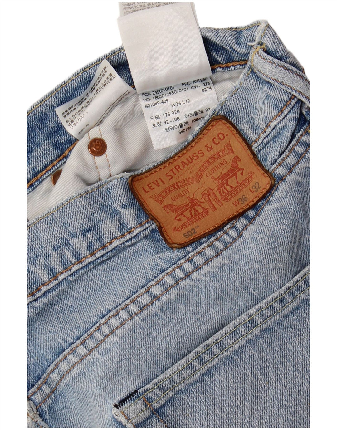 Levi's Herre 502 tilspidsede jeans W36 L32 blå bomuld