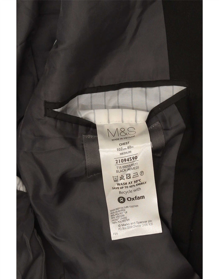 Marks & Spencer Herre 2-knaps blazerjakke UK 40 Medium Sort Polyester