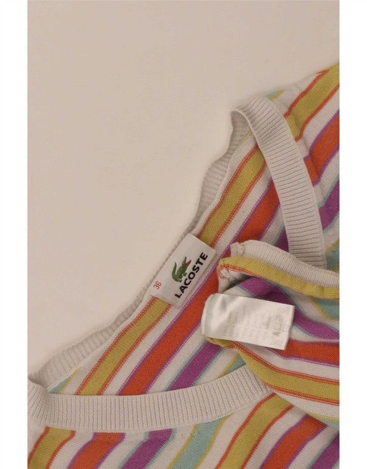 Lacoste Womens Crop Cardigan Sweater Størrelse 36 Lille Flerfarvet Stribet