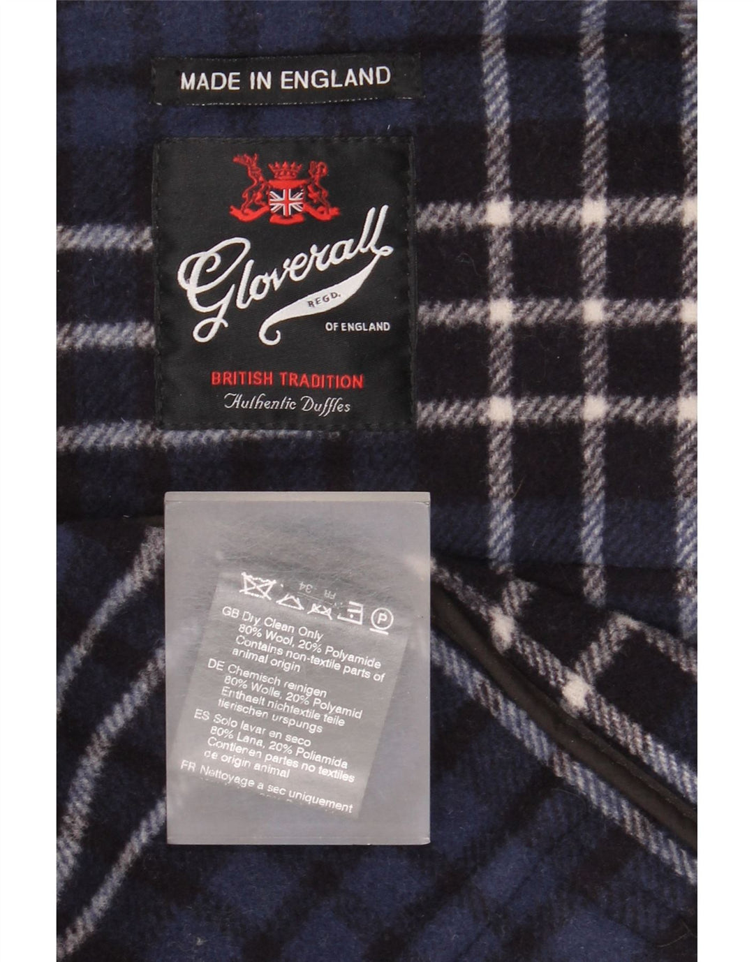 Gloverall Dame Hætte Duffle Coat EU 34 XS Marineblå Uld