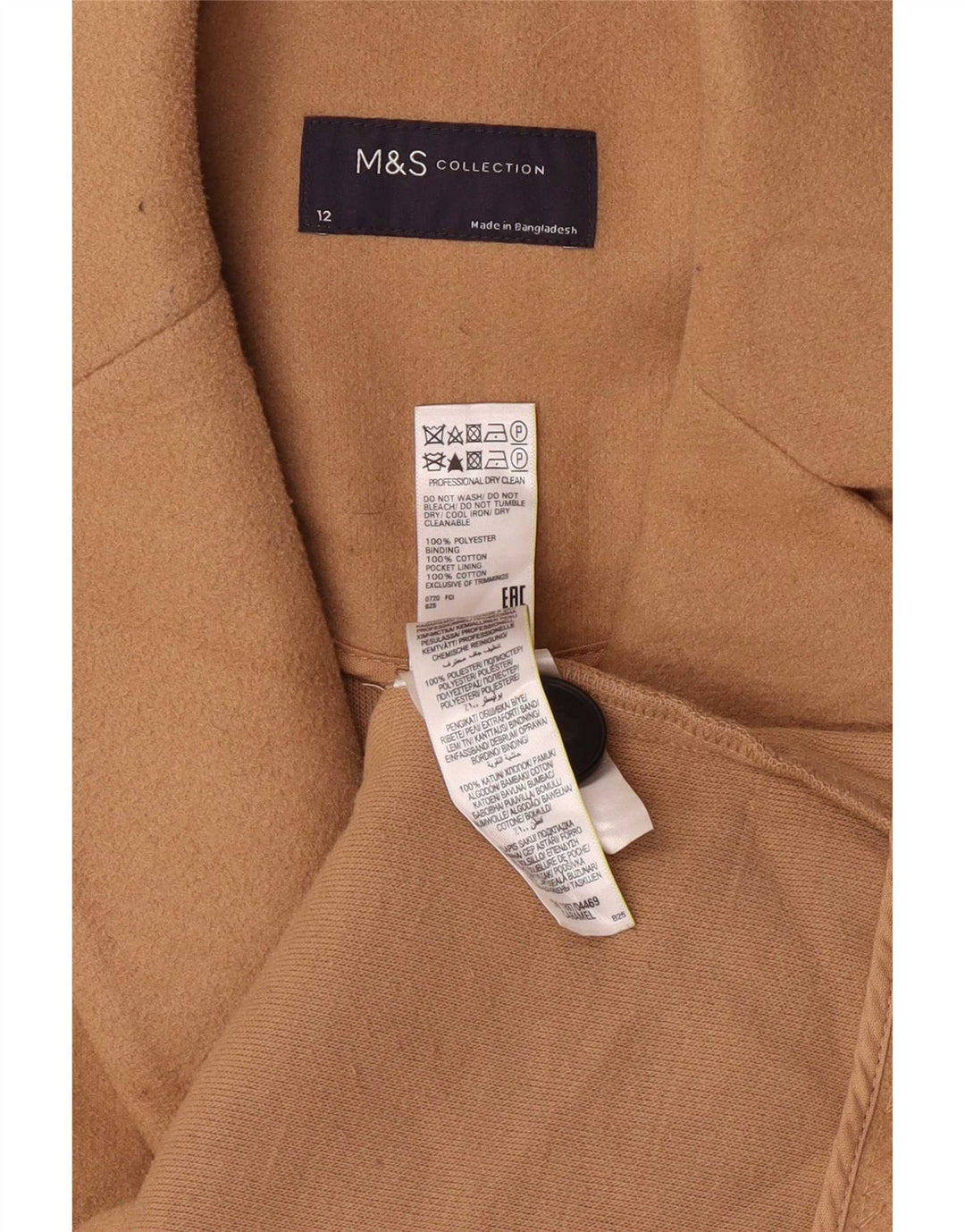 Marks & Spencer Dameoverfrakke UK 12 Medium Brun Polyester