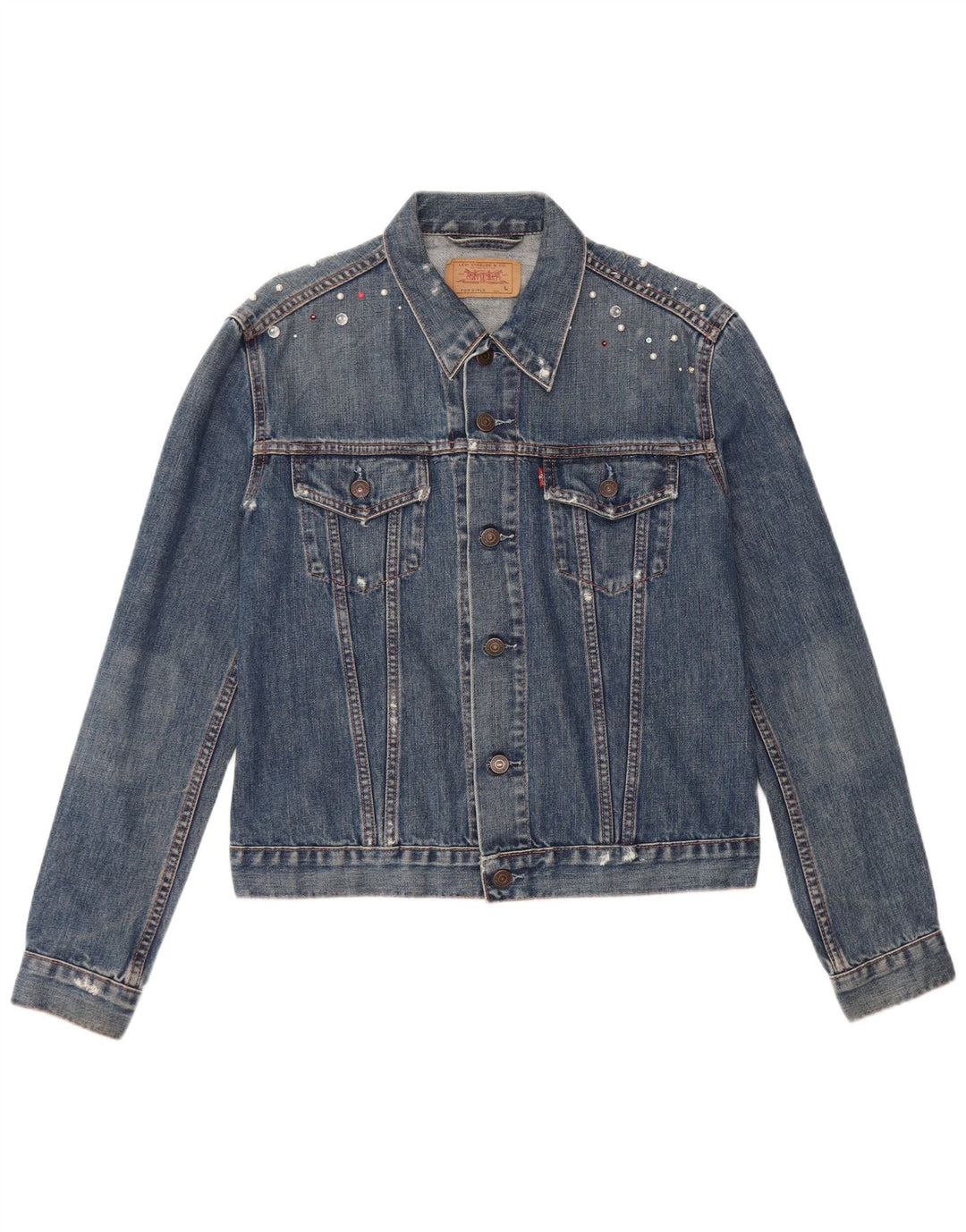 LEVI'S Pige Denimjakke 11-12 År Stor Blå Bomuld