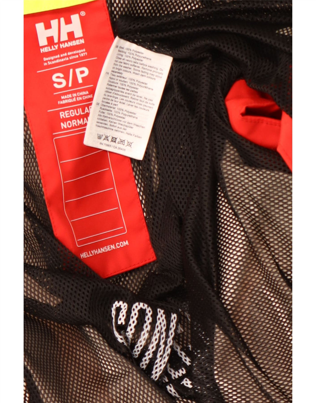 HELLY HANSEN Grafisk regnjakke med hætte til mænd UK 36 Lille rød farveblok