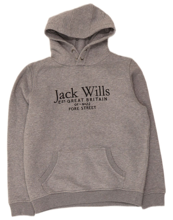 Jack Wills Grafisk hættetrøje til drenge 12-13 år Grå bomuld