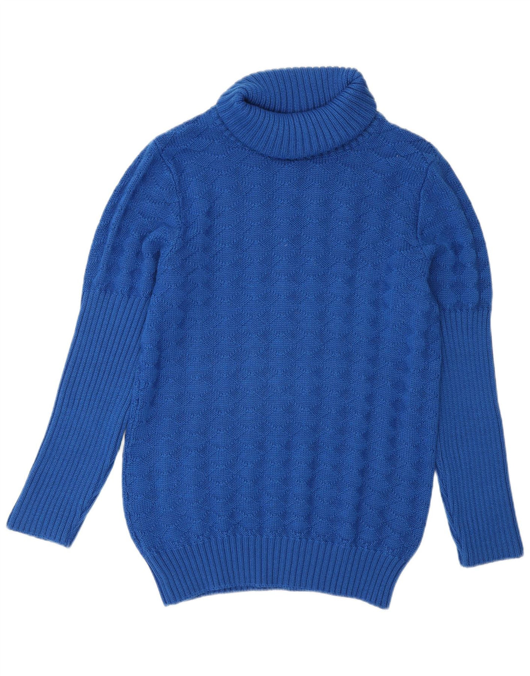 Vintage Dame Rullehals Sweater UK 14 Medium Blue Wool