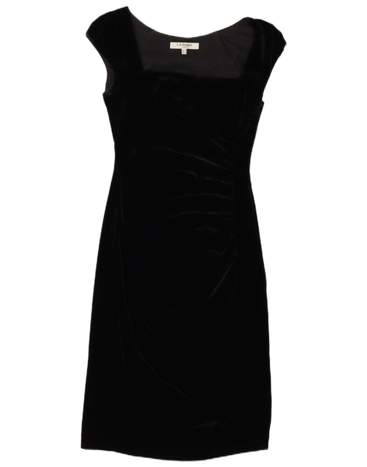 L.K. Bennett Womens Velvet Sheath Dress UK 8 Small Black Viscose