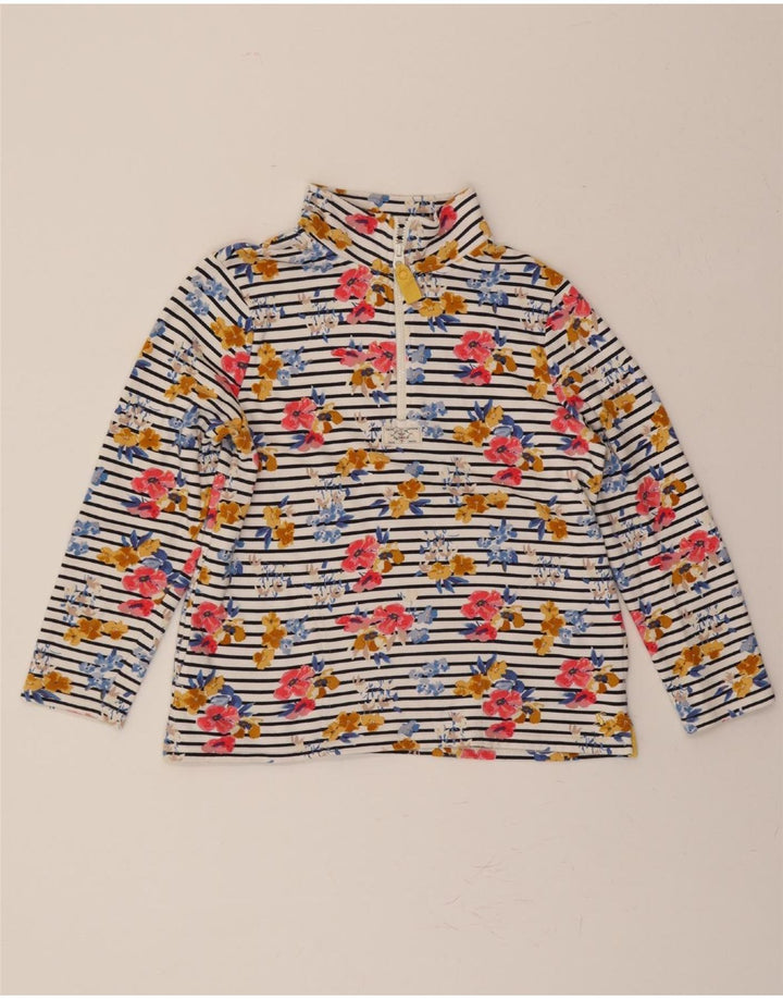 JOULES Womens Zip Neck Sweatshirt Jumper UK 10 Small Multicoloured Floral Vintage Joules and Second-Hand Joules from Messina Hembry 