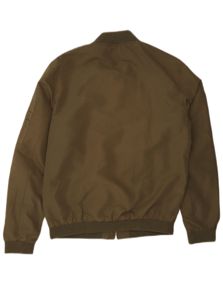 JACK & JONES Mens Bomber Jacket UK 36 Small Khaki Polyester