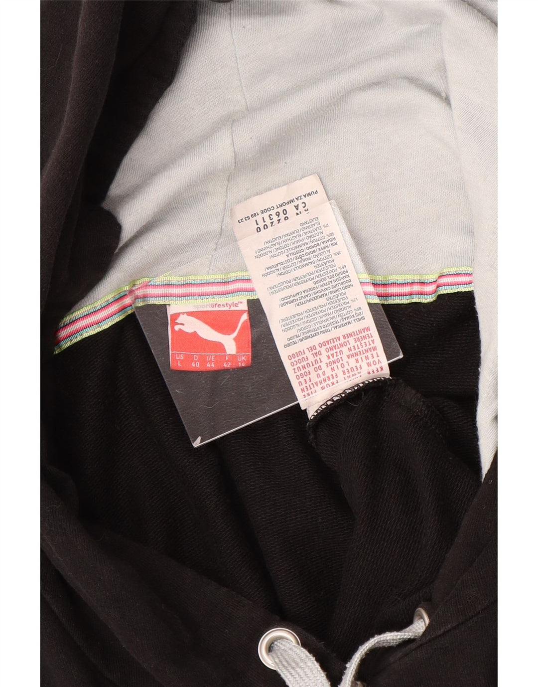 PUMA Grafisk hættetrøje til kvinder med lynlås UK 14 Medium Sort bomuld