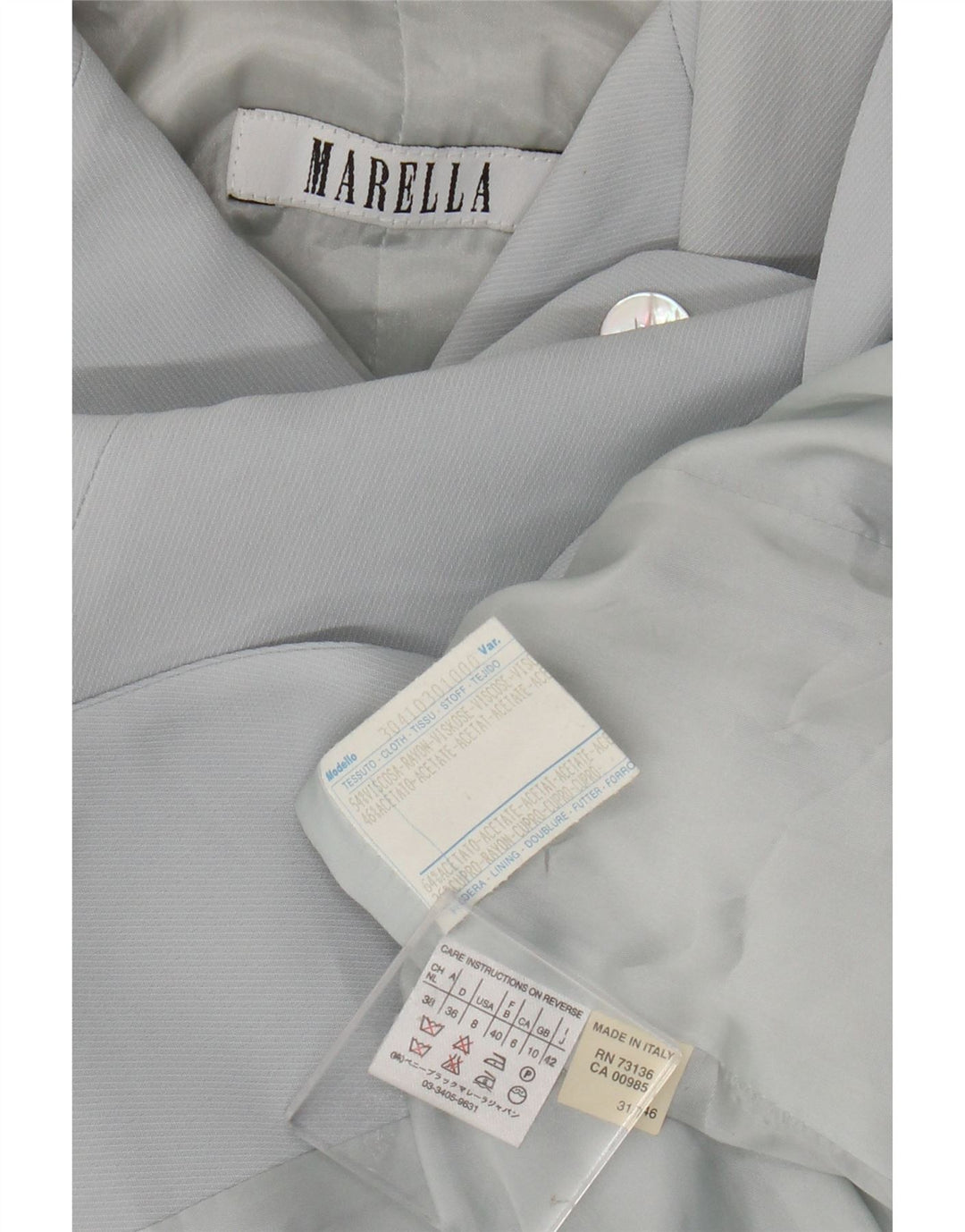 Marella Dame 4 Button Longline Blazer Jacket UK 10 Small Blue Rayon