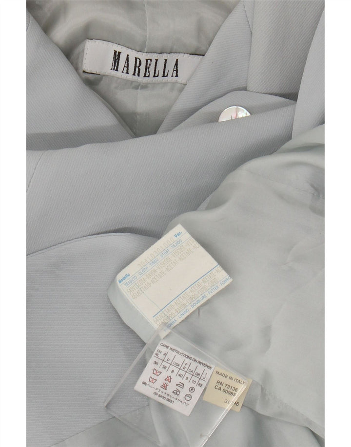 Marella Dame 4 Button Longline Blazer Jacket UK 10 Small Blue Rayon