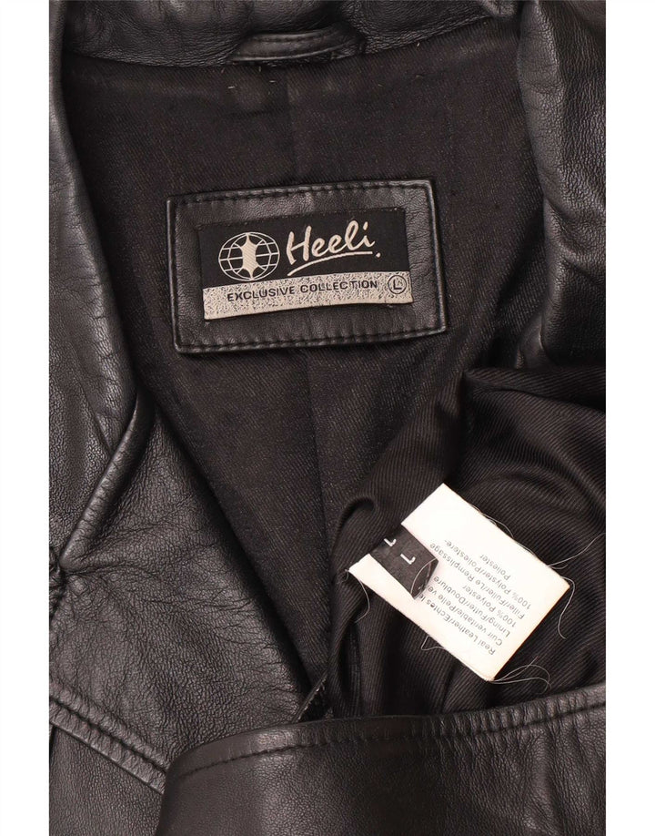 Heeli Dame 5 Button Læder Blazer Jacket UK 16 Large Black