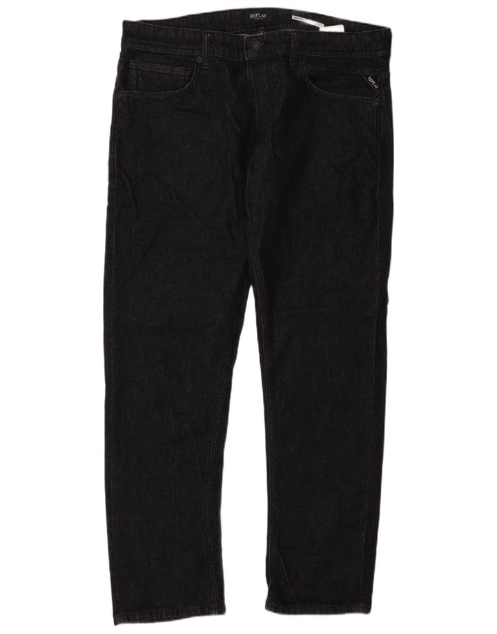 Replay Herre Grover Straight Jeans W36 L32 Grå Bomuld