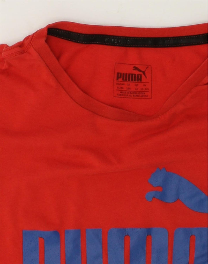 PUMA Boys Graphic T-Shirt Top 13-14 Years Red Cotton | Vintage Puma | Thrift | Second-Hand Puma | Used Clothing | Messina Hembry 