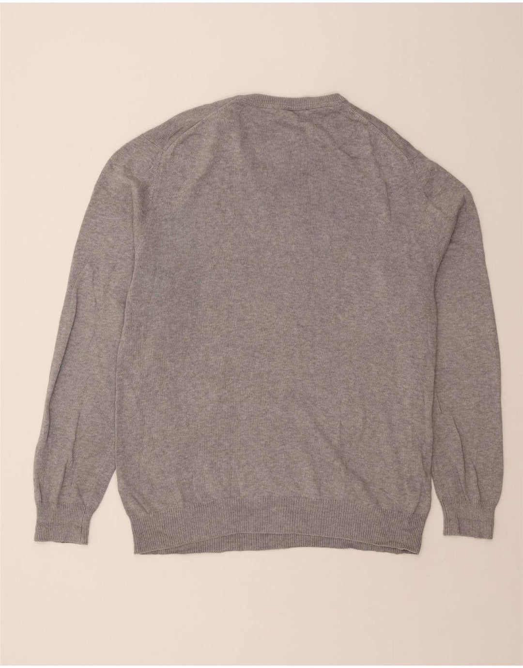 J. CREW Mens V-Neck Jumper Sweater XL Grey Cotton Vintage J. Crew and Second-Hand J. Crew from Messina Hembry 