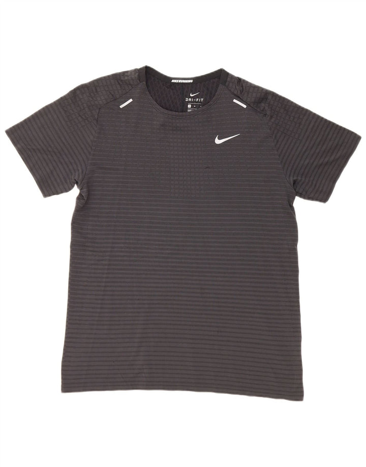 Nike herre Dri Fit T-shirt top mellemgrå nålestribe