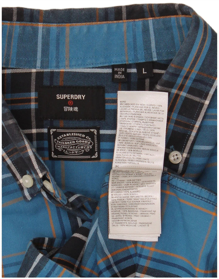 Superdry Ternet skjorte til mænd, stor blå plaid bomuld
