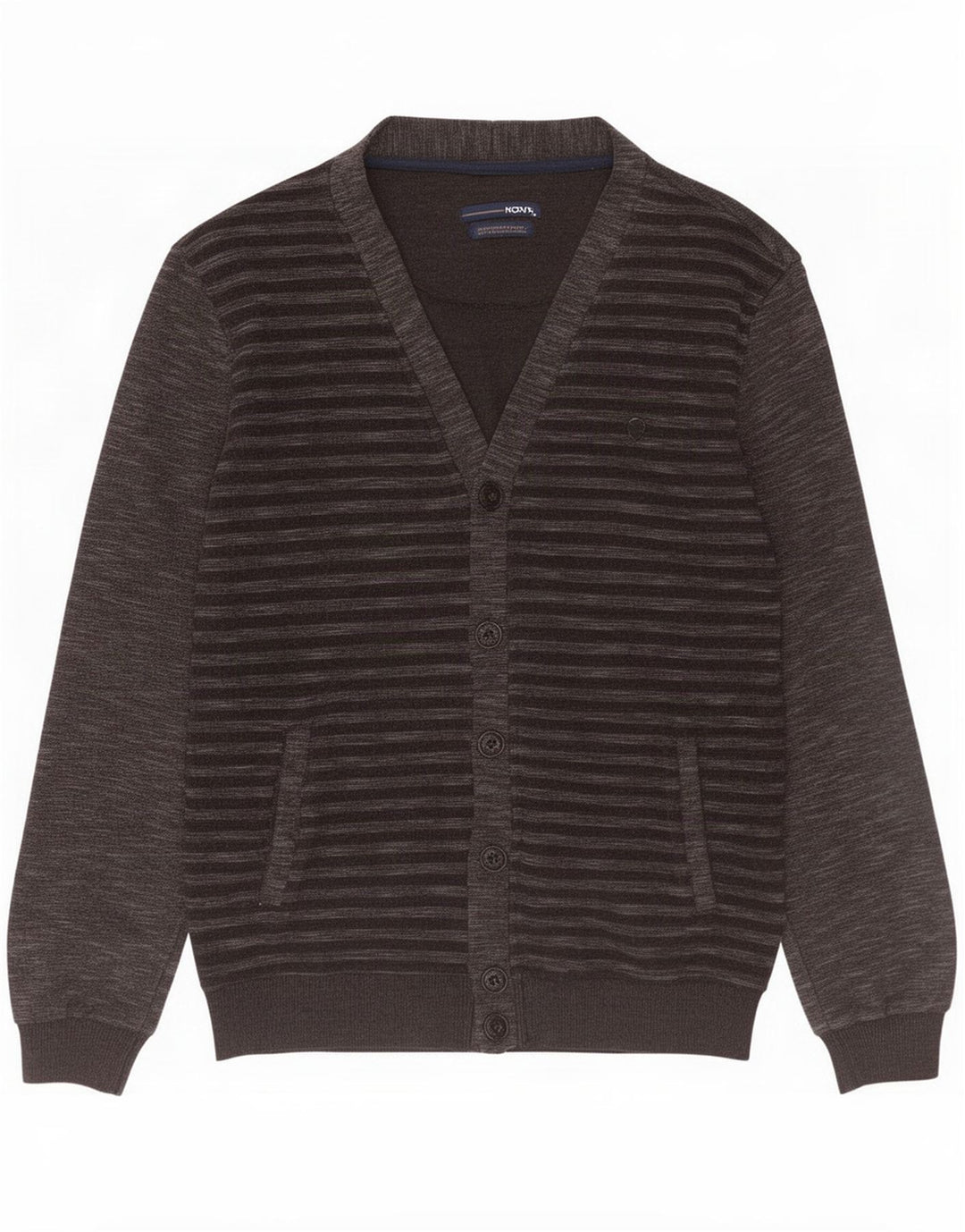 Vintage herre cardigan sweater medium sort stribet bomuld