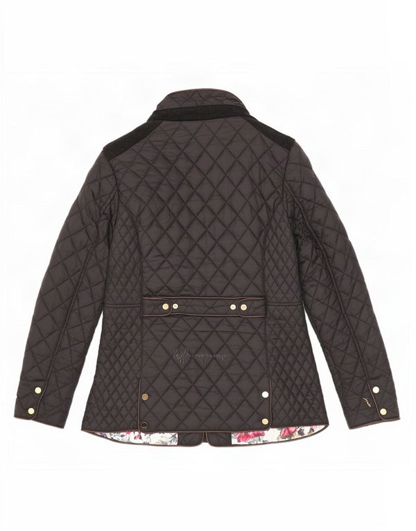Joules Quiltet jakke til kvinder UK 12 Medium Sort Polyamid