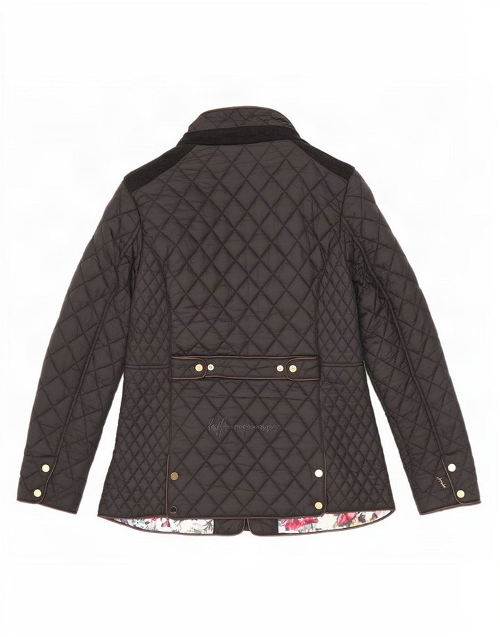 Joules Quiltet jakke til kvinder UK 12 Medium Sort Polyamid