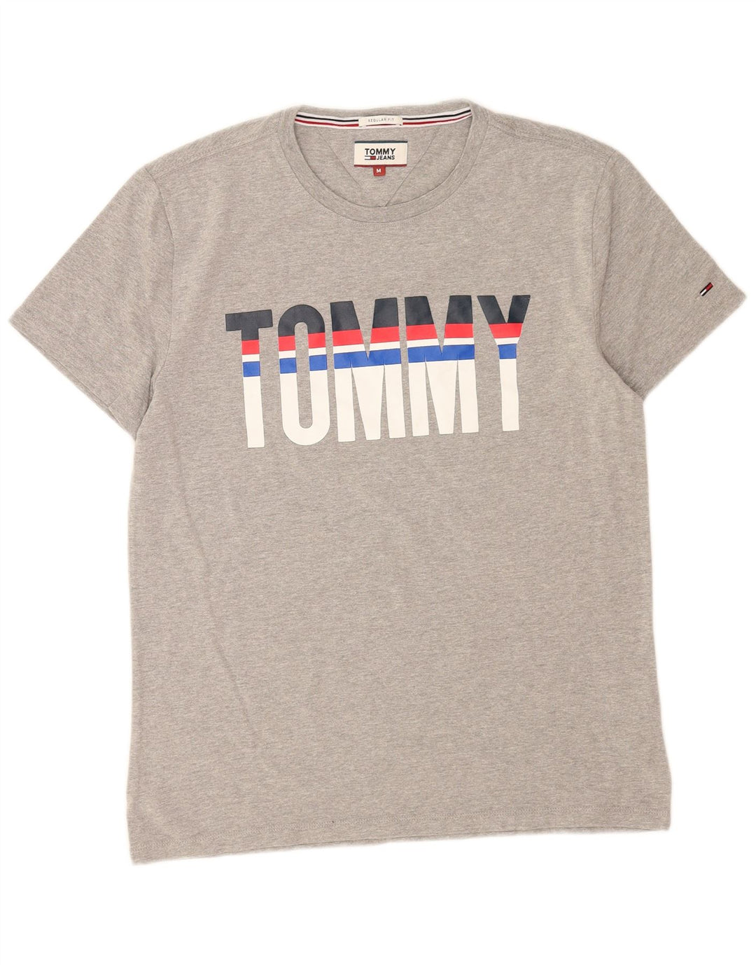 Tommy Hilfiger Herre Regular Fit grafisk T-shirt top mellemgrå bomuld