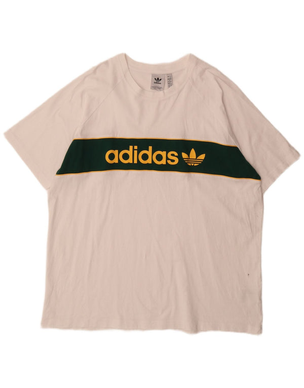 Adidas Herre grafisk T-shirt Top 2XL Hvid Colourblock Bomuld