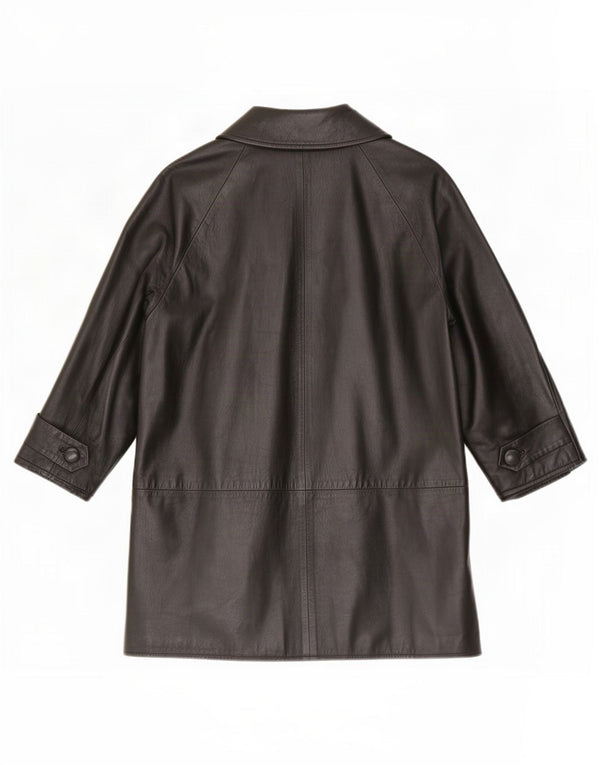 Vintage Dame Loose Fit Læderfrakke IT 40 Small Black