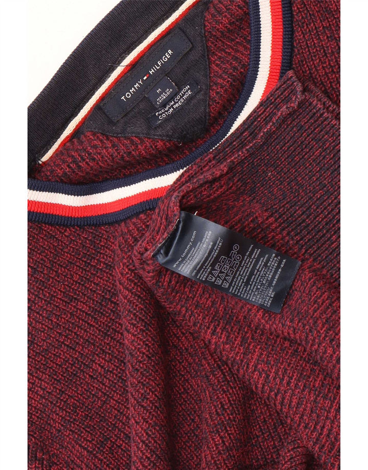 Tommy Hilfiger Herre Crew Neck Jumper Sweater Medium Burgundy Flecked