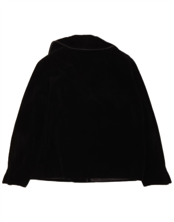 Vintage Dame 4 Button Velvet Blazer Jacket UK 14 Large Black