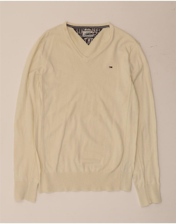 Tommy Hilfiger Herre V-hals sweater Medium Beige Bomuld