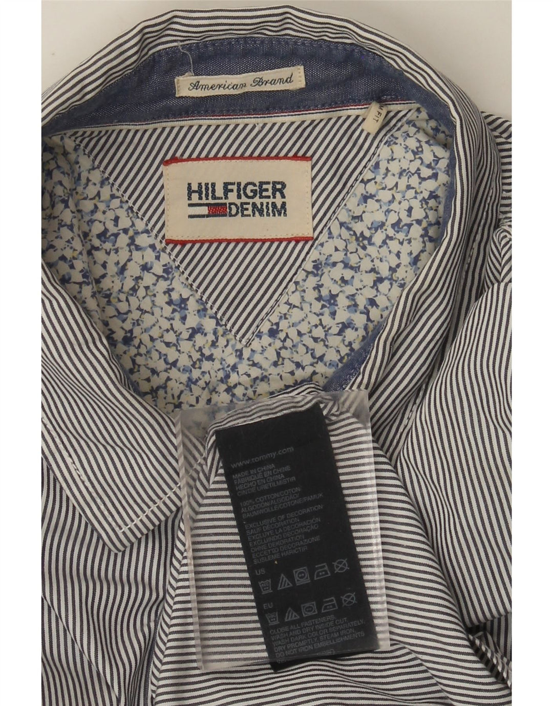 Tommy Hilfiger Herre Slim Fit skjorte Medium Grey Pinstripe Bomuld