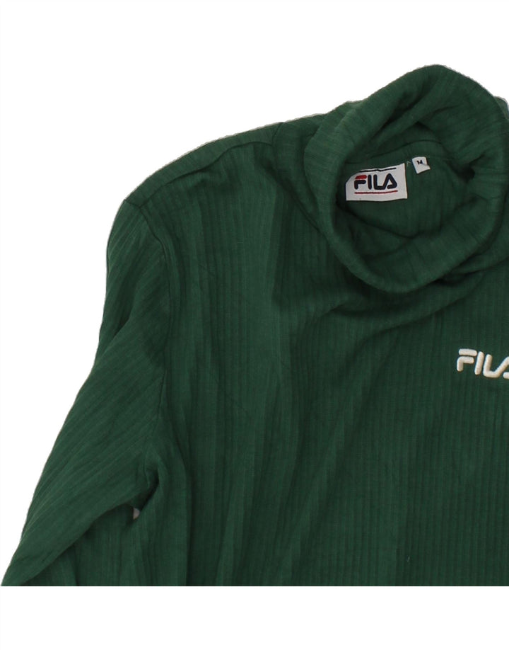 FILA Womens Roll Neck Top Long Sleeve UK 14 Medium Green Cotton Vintage Fila and Second-Hand Fila from Messina Hembry 