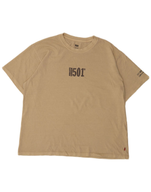 Levi's Herre grafisk T-shirt Top Stor Beige Bomuld