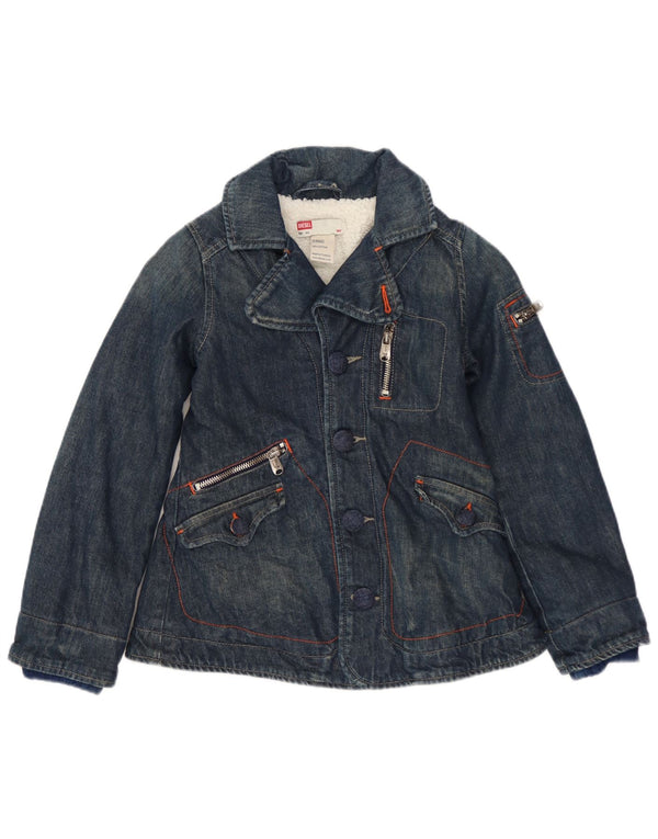 DIESEL Pige Denim Sherpa Jakke 7-8 År XS Marineblå Bomuld