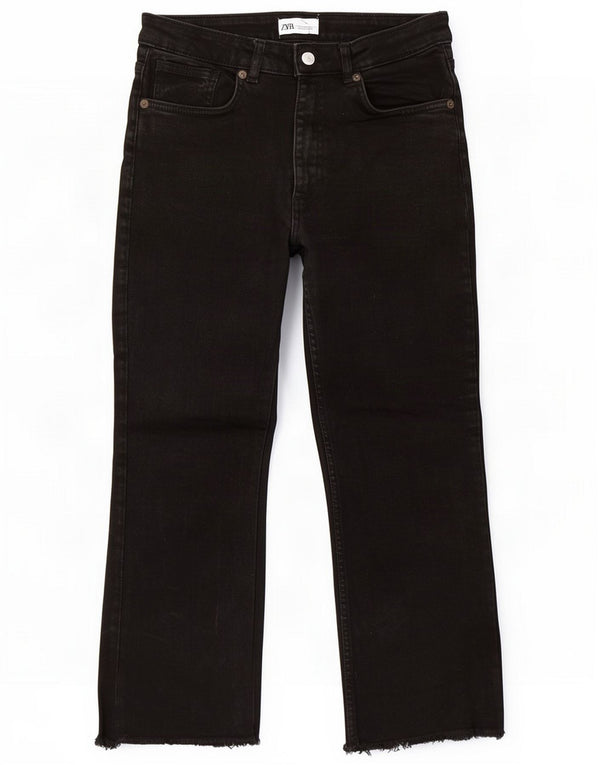 Zara Womens Cropped Jeans EU 42 Large W32 L25 Black