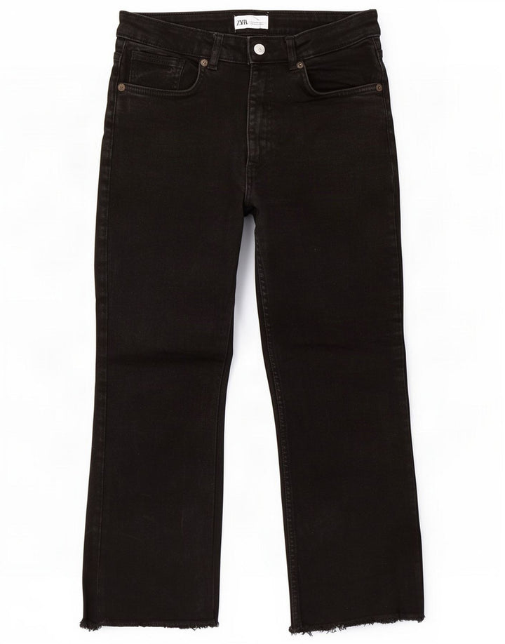 Zara Womens Cropped Jeans EU 42 Large W32 L25 Black