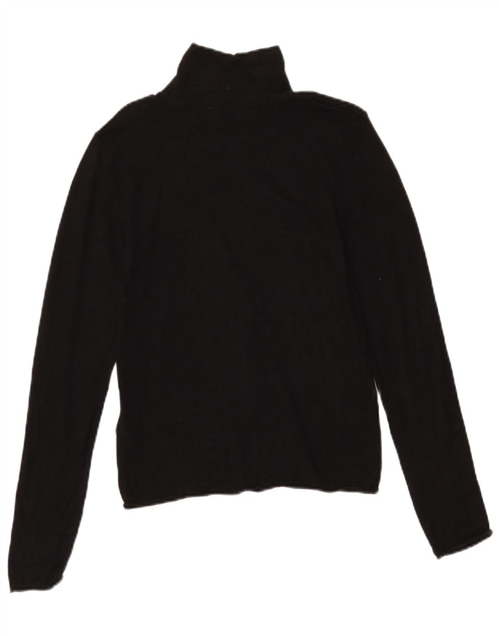 Zara Dame Roll Neck Top Langærmet UK 12 Medium Sort Viscose