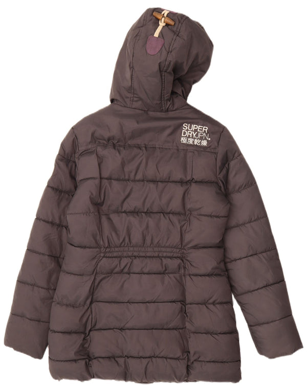 Superdry Sherpa polstret frakke med hætte til mænd UK 10 Lille grå polyester