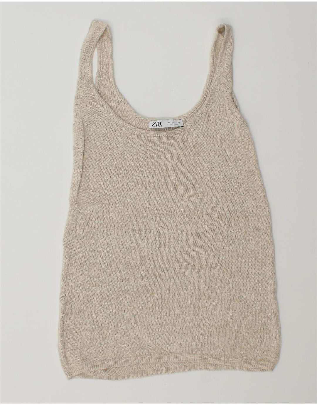Zara Dame Crop Vest Tank Top UK 10 Small Beige