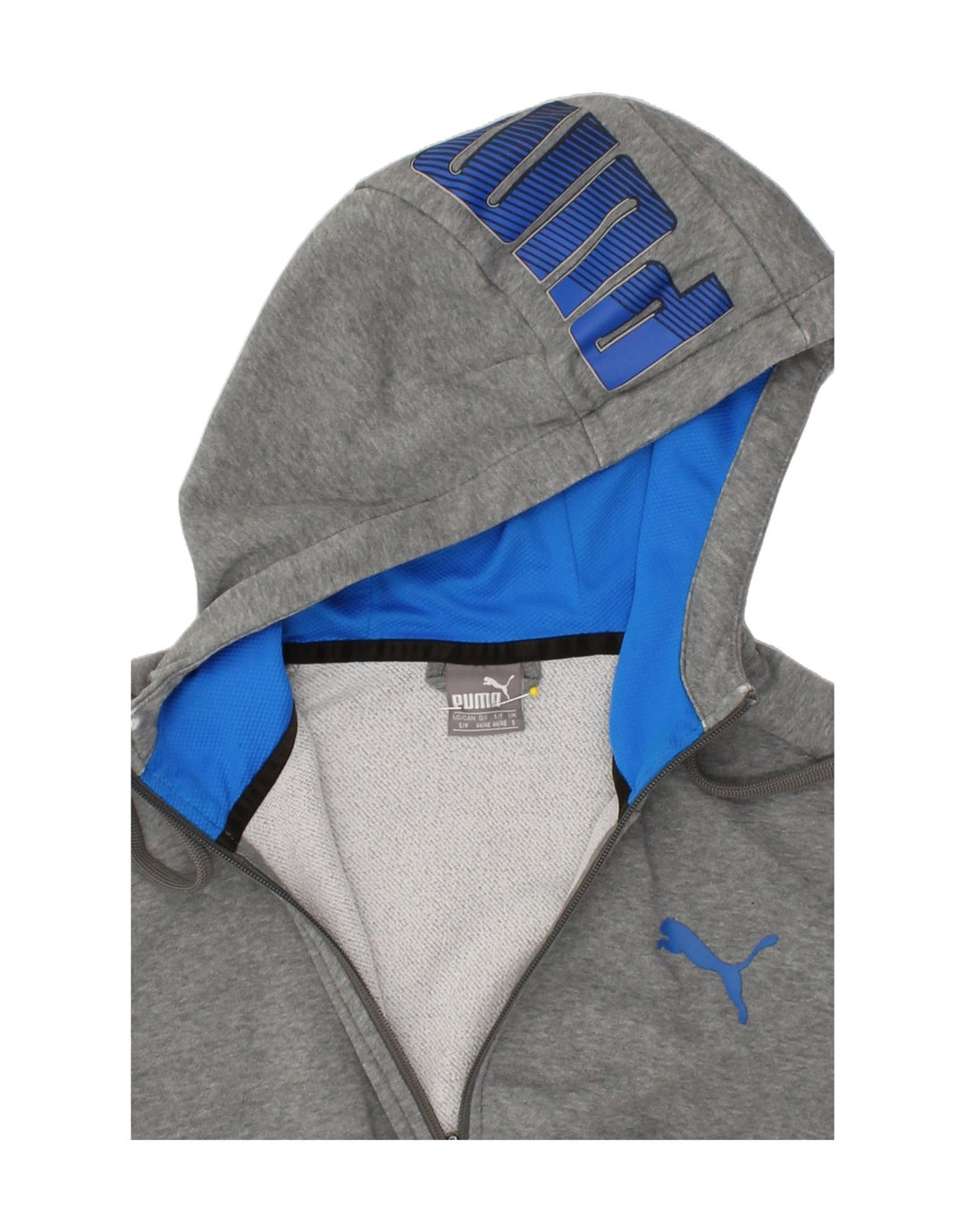 PUMA Mens Graphic Zip Hoodie Sweater Small Grey Vintage Puma and Second-Hand Puma from Messina Hembry 
