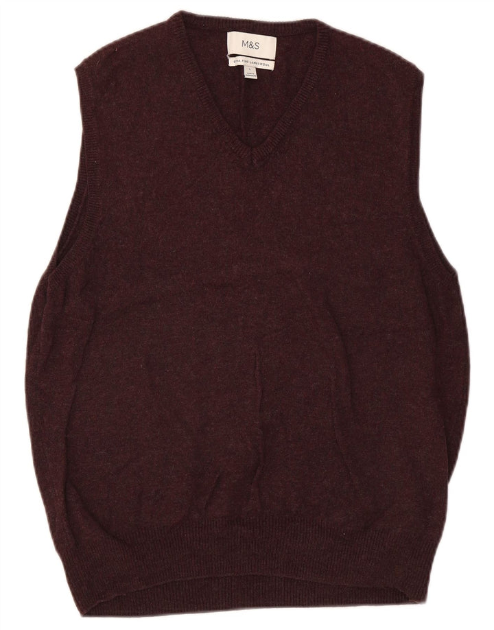 Marks & Spencer Herrevest Tank Top Stor Brun Flecked Uld