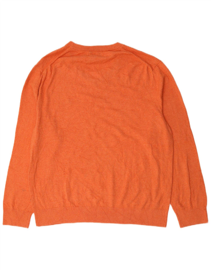 NAUTICA Mens Navtech V-Neck Jumper Sweater XL Orange