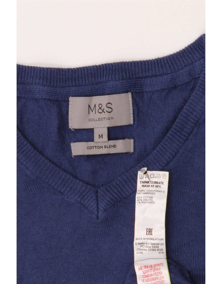 Marks & Spencer Herre V-hals sweater Medium marineblå bomuld