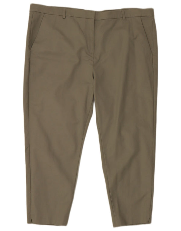 Marks & Spencer Dame Crop Chino Bukser UK 22 2XL W44 L25 Grøn Bomuld
